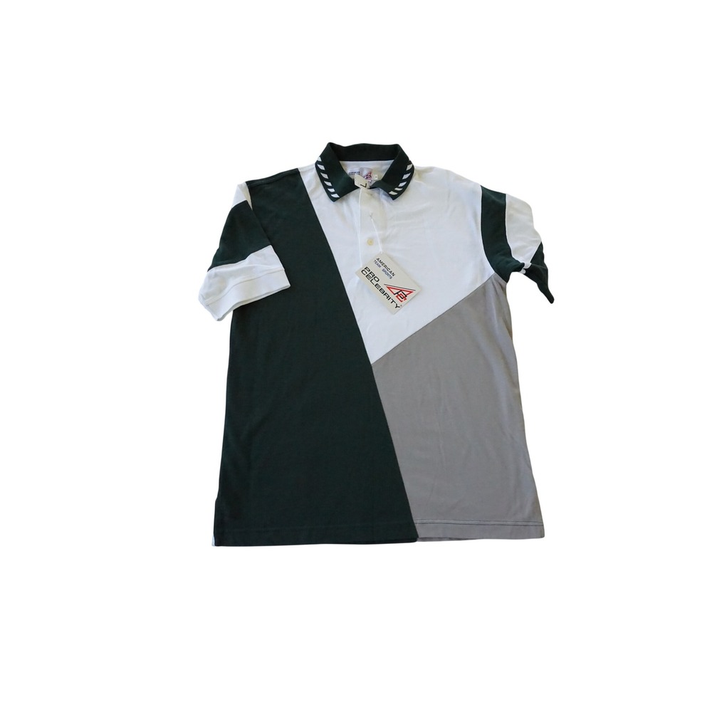 Pro Celebrity Mens Colorblock Polo Shirt‎ Green White Gray Large NWT
